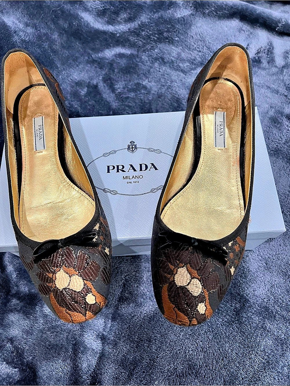 Prada Calzature Donna in Brocade Brown & Black EU 40.5